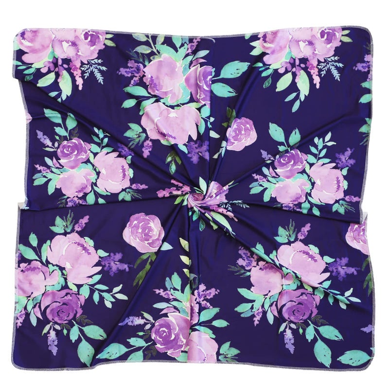 TANOFAR Newborn Swaddle Blanket with Beanie Set,Soft Stretchy Blanket for 0-3 Months Baby Boys and Girls(Purple Flower) - Image 3